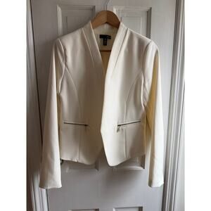 Aqua White Zip-Pocket Blazer